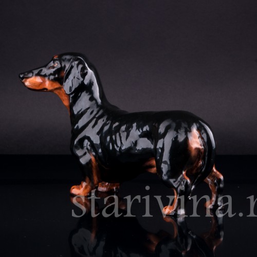 Статуэтка собаки из фарфора Черная такса, Royal Doulton, Великобритания, пер. пол. 20 в.