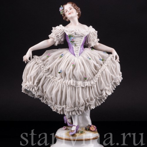 Танцующая девушка, кружевная, Volkstedt, Германия, 1935 г