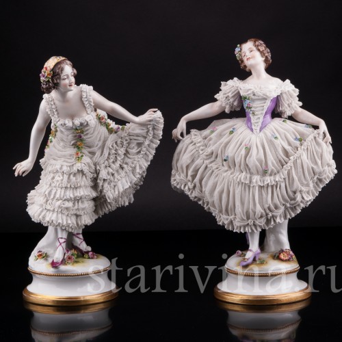 Танцующая девушка, кружевная, Volkstedt, Германия, 1935 г