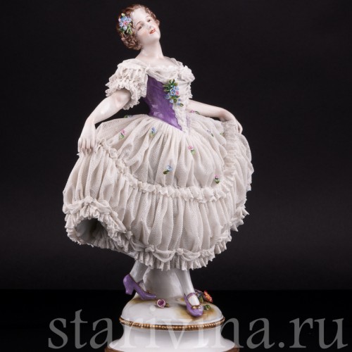 Танцующая девушка, кружевная, Volkstedt, Германия, 1935 г