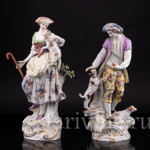 Пастушки с собакой и овечками, Meissen, Германия, 1950 г
