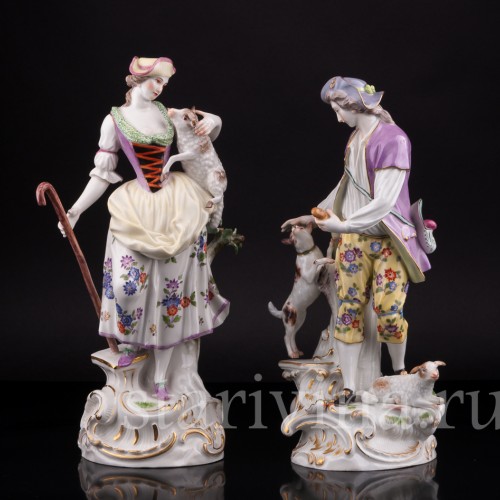 Пастушки с собакой и овечками, Meissen, Германия, 1950 г