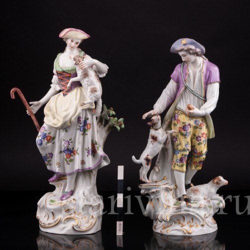 Пастушки с собакой и овечками, Meissen, Германия, 1950 г