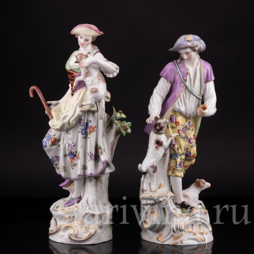 Пастушки с собакой и овечками, Meissen, Германия, 1950 г