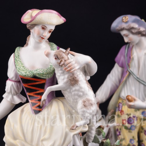 Пастушки с собакой и овечками, Meissen, Германия, 1950 г