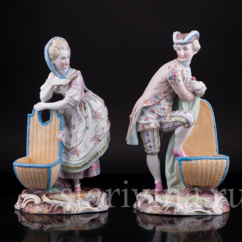 Фарфоровые статуэтки Пара с корзинами, Wallendorf, Германия, 19 в.