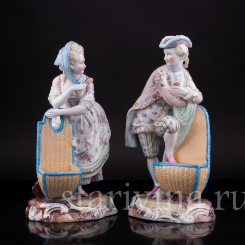 Фарфоровые статуэтки Пара с корзинами, Wallendorf, Германия, 19 в.