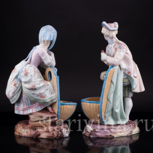 Фарфоровые статуэтки Пара с корзинами, Wallendorf, Германия, 19 в.