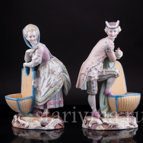 Фарфоровые статуэтки Пара с корзинами, Wallendorf, Германия, 19 в.
