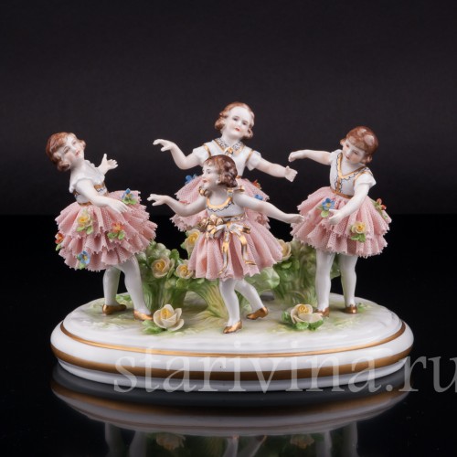 Танцующие девочки, кружевная, Muller & Co, Германия, 1920-30 гг