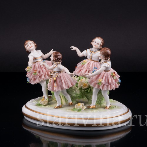 Танцующие девочки, кружевная, Muller & Co, Германия, 1920-30 гг