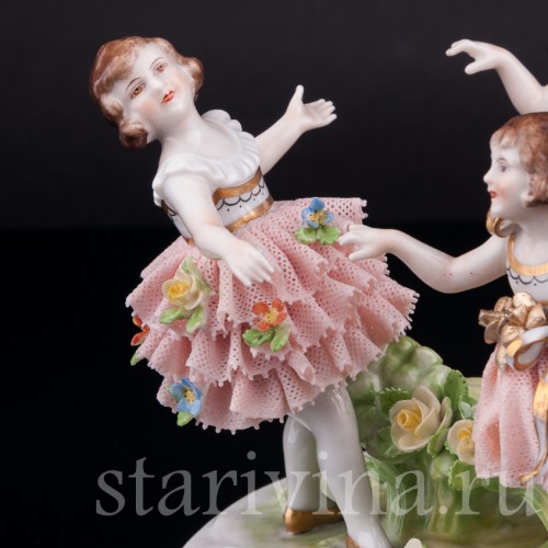 Танцующие девочки, кружевная, Muller & Co, Германия, 1920-30 гг