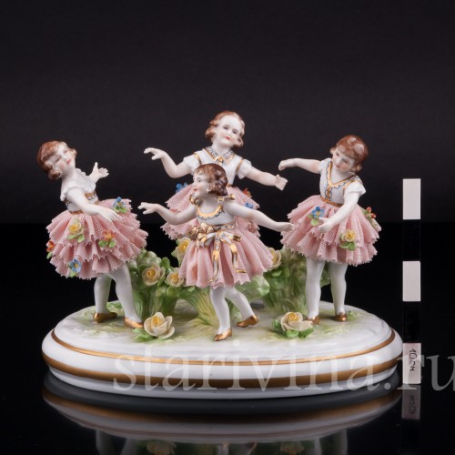 Танцующие девочки, кружевная, Muller & Co, Германия, 1920-30 гг