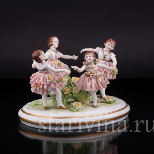 Танцующие девочки, кружевная, Muller & Co, Германия, 1920-30 гг