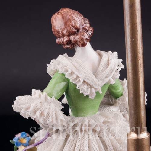 Дама с собакой, кружевная, лампа, Muller & Co, Германия, 1920-30 гг