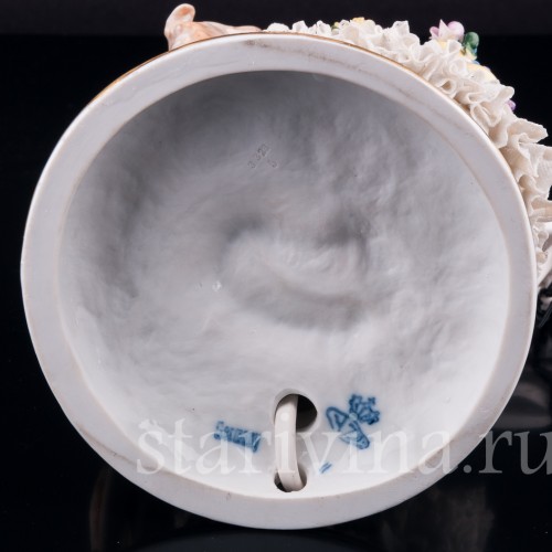 Дама с собакой, кружевная, лампа, Muller & Co, Германия, 1920-30 гг