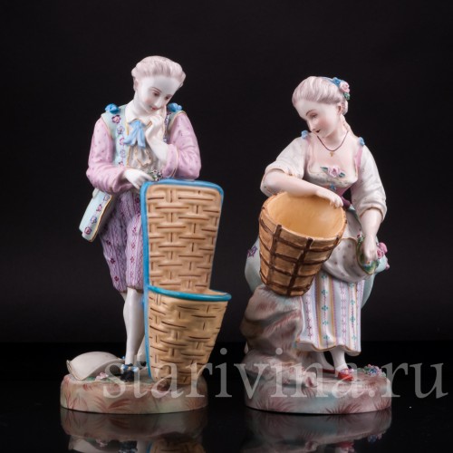 Фигурка из фарфора Пара с корзинами, Франция, 19 в.