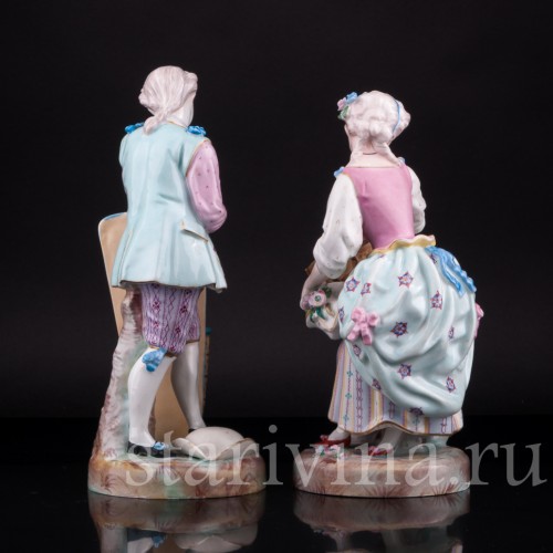 Фигурка из фарфора Пара с корзинами, Франция, 19 в.