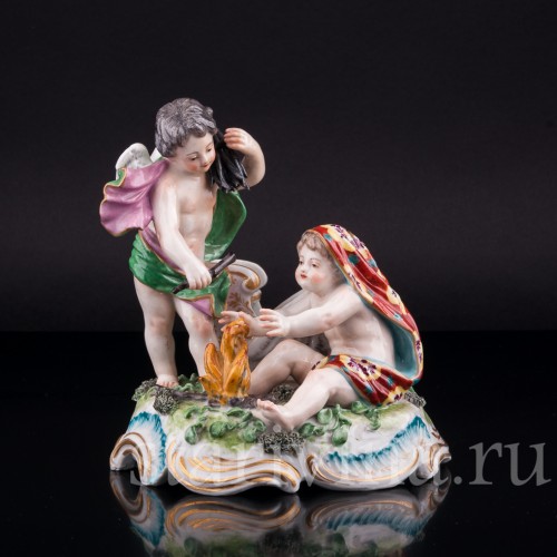 Путти у огня, аллегория Зимы, Англия, 19 в