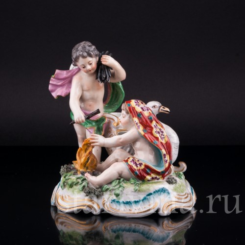 Путти у огня, аллегория Зимы, Англия, 19 в