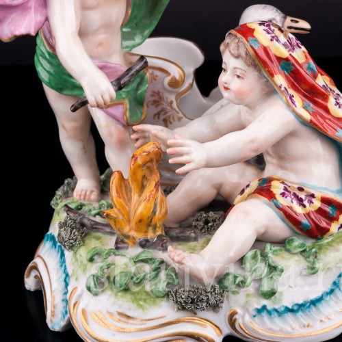 Путти у огня, аллегория Зимы, Англия, 19 в