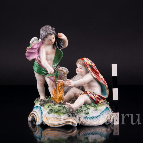 Путти у огня, аллегория Зимы, Англия, 19 в