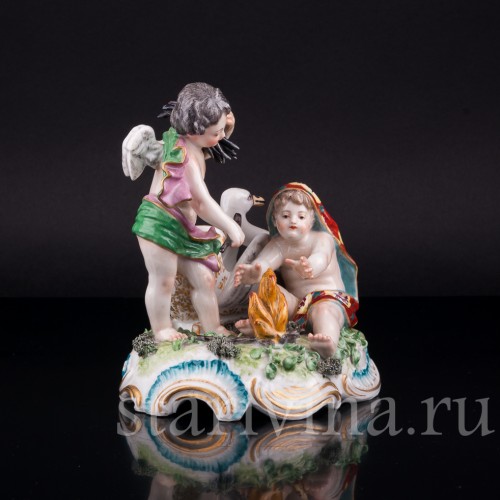 Путти у огня, аллегория Зимы, Англия, 19 в