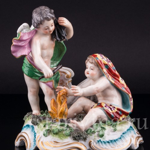 Путти у огня, аллегория Зимы, Англия, 19 в