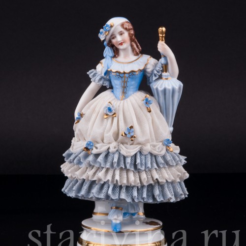 Девушка с зонтиком, кружевная, Muller & Co, Германия, нач. 20 в