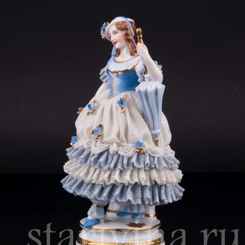 Девушка с зонтиком, кружевная, Muller & Co, Германия, нач. 20 в