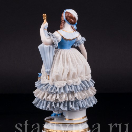 Девушка с зонтиком, кружевная, Muller & Co, Германия, нач. 20 в