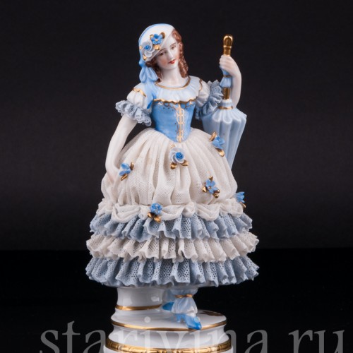 Девушка с зонтиком, кружевная, Muller & Co, Германия, нач. 20 в