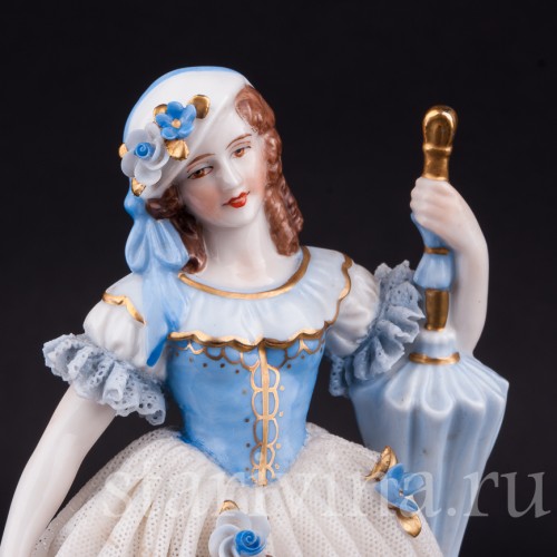 Девушка с зонтиком, кружевная, Muller & Co, Германия, нач. 20 в