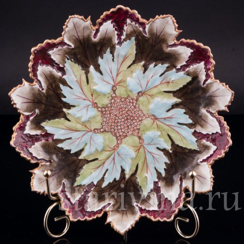 Тарелка Виноградные листья, Meissen, Германия, кон. 19 в