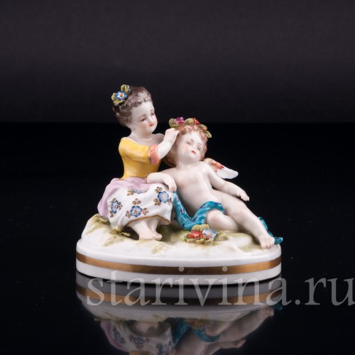Девочка с ангелочком, миниатюра, Volkstedt, Германия, до 1935 г