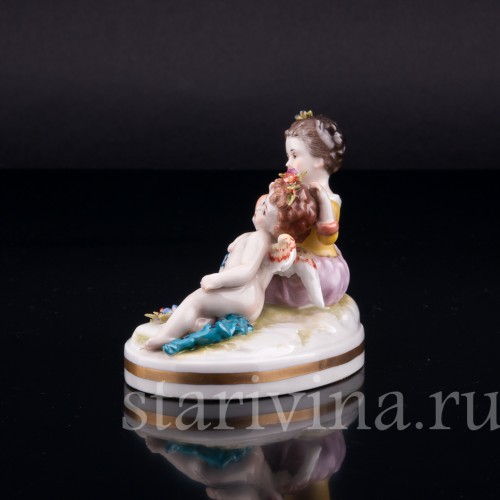 Девочка с ангелочком, миниатюра, Volkstedt, Германия, до 1935 г
