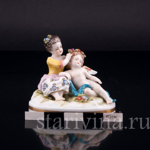 Девочка с ангелочком, миниатюра, Volkstedt, Германия, до 1935 г