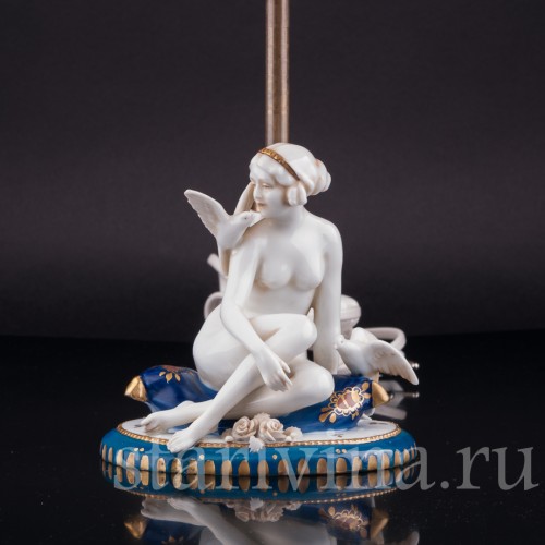 Девушка с голубями, лампа, E. A. Muller, Германия, 1920-30 гг