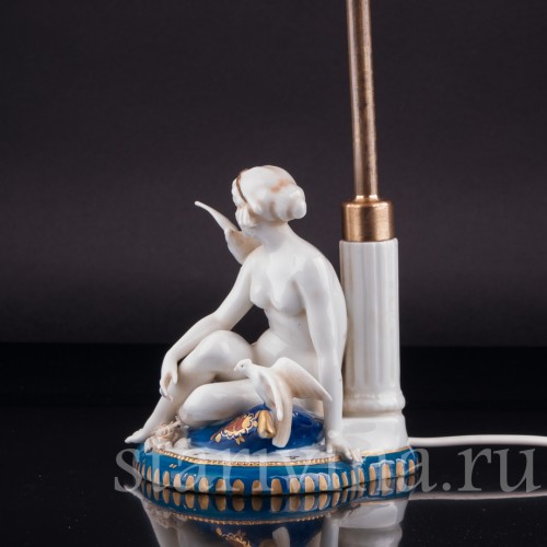 Девушка с голубями, лампа, E. A. Muller, Германия, 1920-30 гг