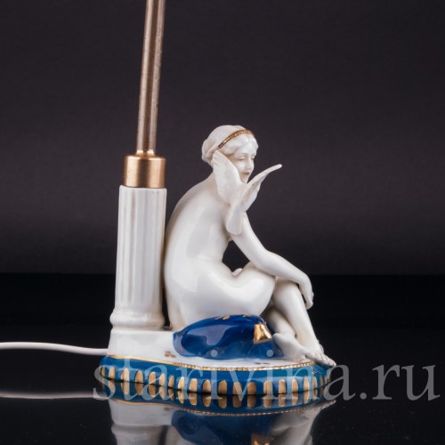 Девушка с голубями, лампа, E. A. Muller, Германия, 1920-30 гг