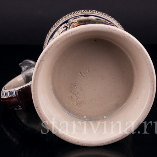 Пивная кружка Охотник и его подруга, 1/2 л, J. W. Remy, Германия, 1890-1915 гг