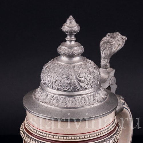 Пивная кружка Охотник и его подруга, 1/2 л, J. W. Remy, Германия, 1890-1915 гг