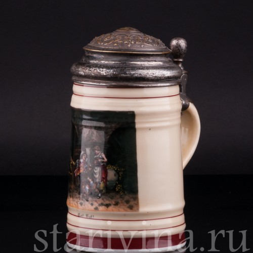 Пивная кружка В винном погребе, 1/2 л, Германия, 1888 г