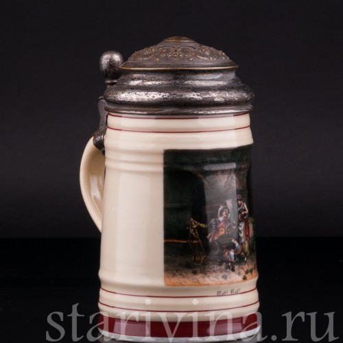 Пивная кружка В винном погребе, 1/2 л, Германия, 1888 г