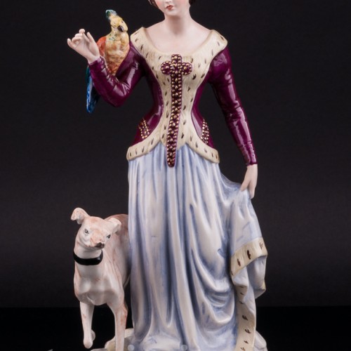 Дама в средневековом платье с левреткой, Friedrich Wessel, Германия, 1949-64 гг