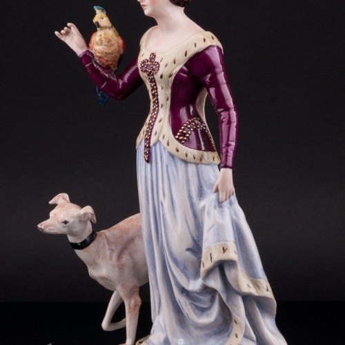 Дама в средневековом платье с левреткой, Friedrich Wessel, Германия, 1949-64 гг