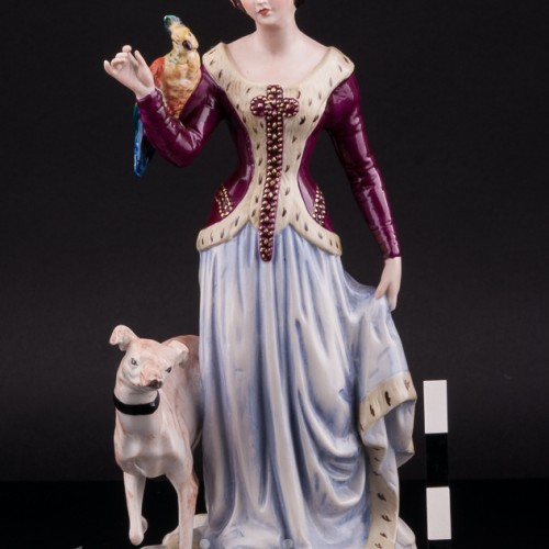 Дама в средневековом платье с левреткой, Friedrich Wessel, Германия, 1949-64 гг