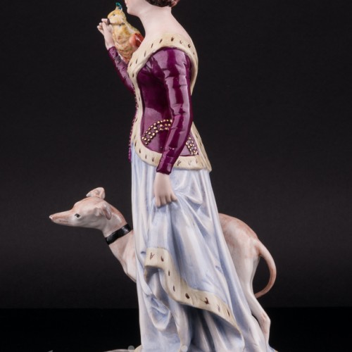 Дама в средневековом платье с левреткой, Friedrich Wessel, Германия, 1949-64 гг