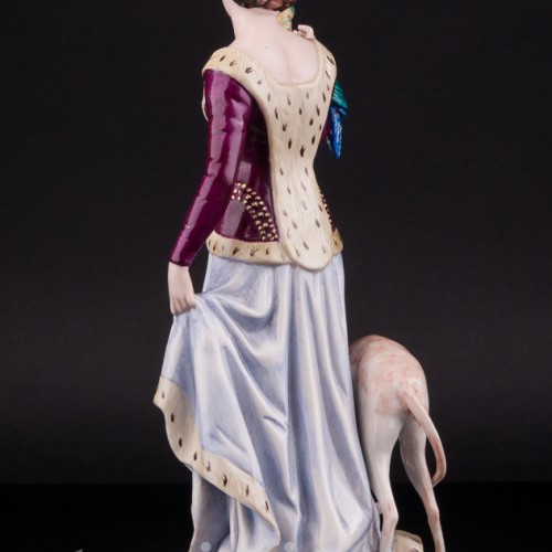 Дама в средневековом платье с левреткой, Friedrich Wessel, Германия, 1949-64 гг