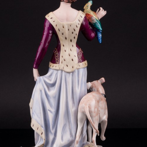 Дама в средневековом платье с левреткой, Friedrich Wessel, Германия, 1949-64 гг